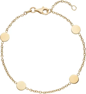 Produktbild von Rundankerarmband mit 4 Plättchen flach glänzend 375 Gelbgold 19cm Armschmuck