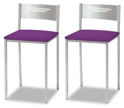 Productafbeelding van ASTIMESA Twee keukenkrukken met rugleuning, kunstleer, auberginekleur, zithoogte 45 cm