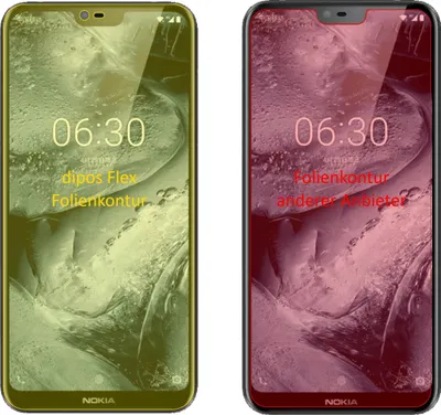 Produktbild von 3x Schutzfolie für Nokia X6 2018 TA1099 Folie, 100% Displayabdeckung, dipos Flex