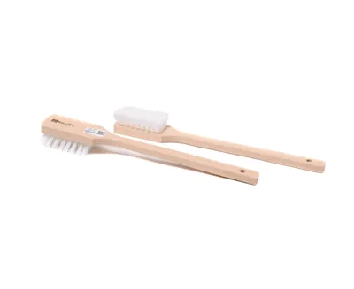 Produktbild von 2x Stielbürste Reinigungsbürsten Set Spülbürste-Langstiel 43cm Lang Scheuerbürste weiße PPN-Borsten Holz-Handbürsten Schrubberbürste
