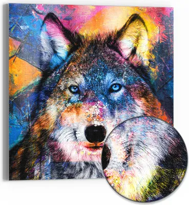 Produktbild von DEQOART Hybrid Leinwand Bild 30x30 cm 'Wilde Schönheit in Farbe' Wandbild Glas flach modern