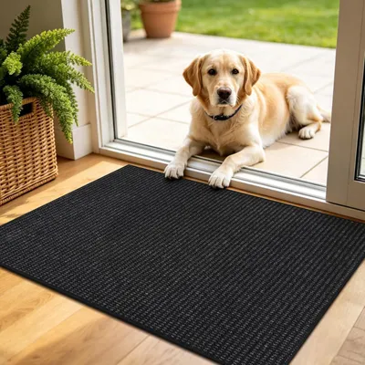 Productafbeelding van Schoonloopmat 60 x 90 cm, zwart+grijs, antislip, wasbaar, absorberend