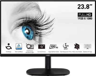 Obrázok produktu pre MSI Pro MP245V, 60,5 cm (23.8"), 1920 x 1080 px, Full HD, LCD, 4 ms, Čierna