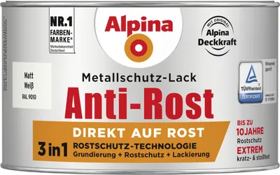 Produktbild von Alpina Metallschutzlack Anti-Rost Weiß 300 ml matt