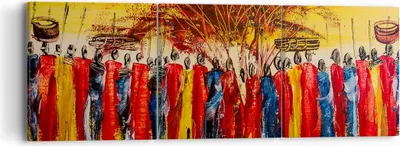 Produktbild von Bild auf Leinwand - Leinwandbild - Afrika Stamm - 90x30cm - Wand Bild - Wanddeko - Wandbilder - Leinwanddruck - Bilder - Kunstdruck - Wanddekoration - Leinwand bilder - Wandkunst - CA90x30-3752