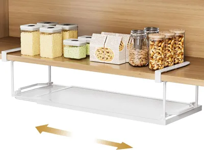 Produktbild von Hängekorb für Schrank, Metall, 38-70 cm, weiß, Aufbewahrungskorb, für Küche