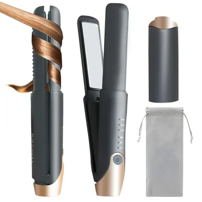 Produktbild von Mini-Reiseglätteisen Kabelloser Haarglätter, 2 in 1 Haarglätter und Lockenwickler,Keramikbeschichtung, 3000mAh, Mini Tragbarer Reise Haarglätter,Akku,