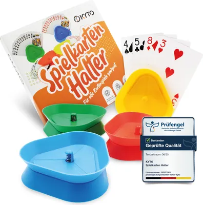 Produktbild von Kyto 4 Stück Kartenhalter für 35 Karten Kartenspiel Halter Kartenhilfe