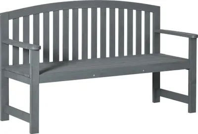Produktbild von 2-Sitzer Gartenbank Holz, wetterfest Sitzbank, Gartenmöbel mit Rückenlehnen, 240 kg belastbar 143 x 51 x 85 cm, Grau