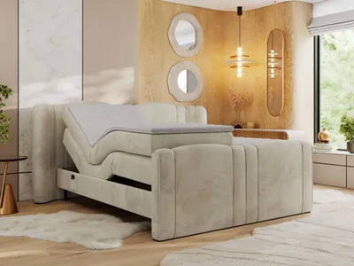 A bedroom scene featuring an adjustable bed.