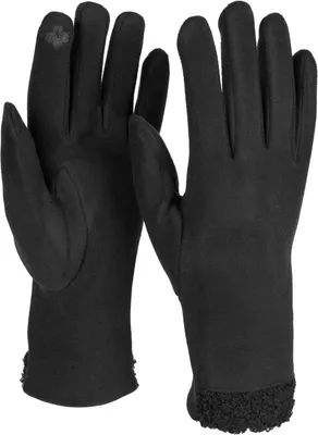 Produktbild von styleBREAKER Damen Touchscreen Handschuhe mit Teddyfell am Saum und Fleece Futter, warme Fingerhandschuhe, Winter 09010034