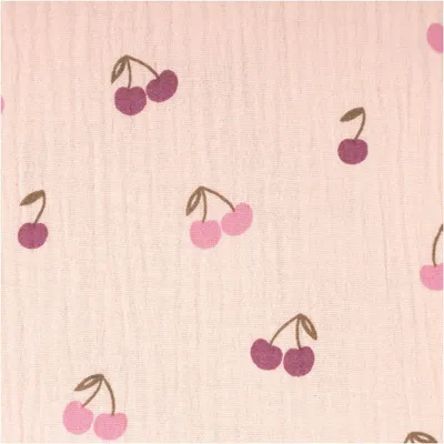 Produktbild von Musselin Stoff Meterware Baumwolle Kirschen rosa 133cm