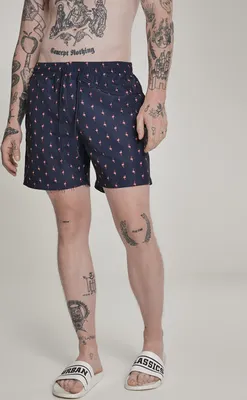 Image de Short de bain à motifs Urban Classics pour hommes flamant rose - XXL