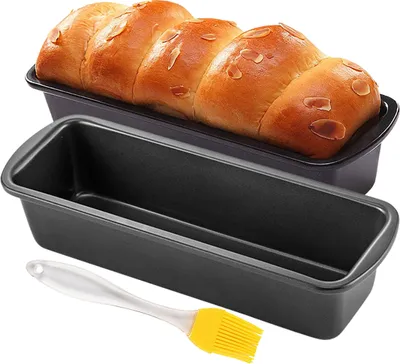 Produktbild von 2 Stuck Brotbackform, Kastenform Brotbackform, 2-in-1 Kohlenstoffstahl Brotbackformen, Antihaftbeschichtet, Kastenform -27CM Inklusive Pinsel