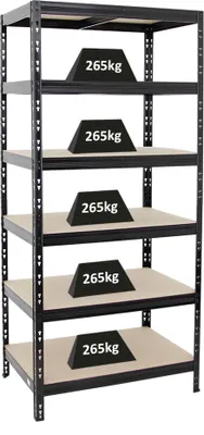 Produktbild von Schwerlastregal Giant Tiger | HxBxT 200x90x60 cm |  Fachlast 265kg | 6-Ebenen | Schwarz