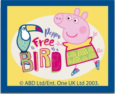 Obrázok produktu pre Peppa Wutz © Free As A Bird - Záplata, nažehľovacia, nažehľovacia, nášivka, nažehľovacia, veľkosť: 7,7 x 6,2 cm