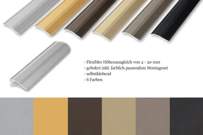 Produktbild von naline Übergangsprofil, silberfarben, 45 x 900 mm, zum Schrauben mit Höhenausgleich 2-20 mm