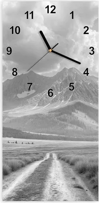 Produktbild von Wanduhr aus Glas mit Motiv Berglandschaft Weg- 30 x 60 cm - inkl. Aufhängesystem