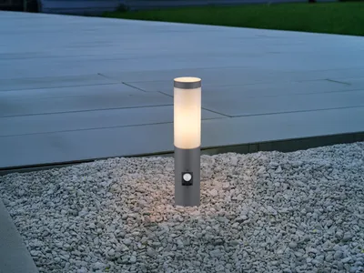 Produktbild von LED Sockelleuchte für Wegbeleuchtung, Gartenleuchte mit Bewegungsmelder, H 45cm