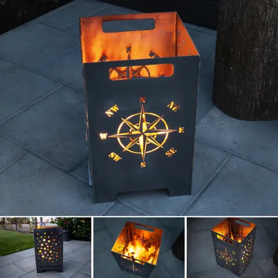Produktbild von Kompass Feuertonne Feuerschale Feuerkorb + Grillplatte Grillring Feuerplatte, Design:Kompass & Grillplatte