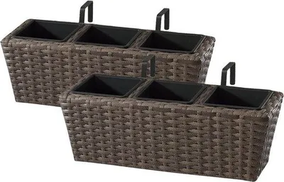 Produktbild von Hängende Blumenkästen Poly-Rattan 47x17x15cm Braun