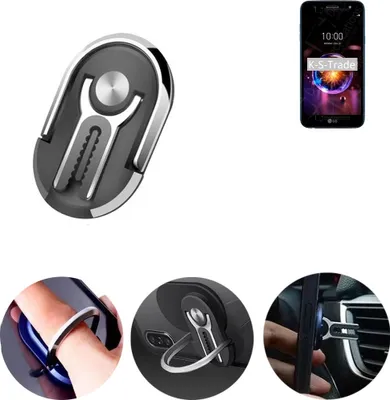 Produktbild von K-S-Trade 3in1 Smartphone-Ring Handy-Ring kompatibel mit LG Electronics X Power 3 Fingerhalterung  Handyring Tischständer Lüftungsgitter-Halterung