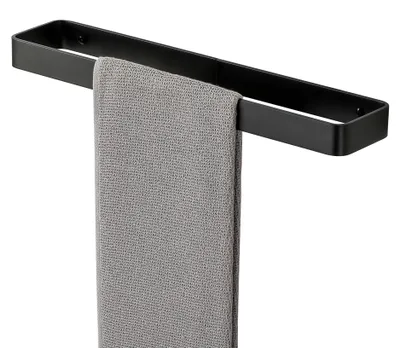 Image de Porte-serviettes noir, 40 cm, barre à serviettes à fixer au mur par perçage, en aluminium, pour salle de bains et cuisine