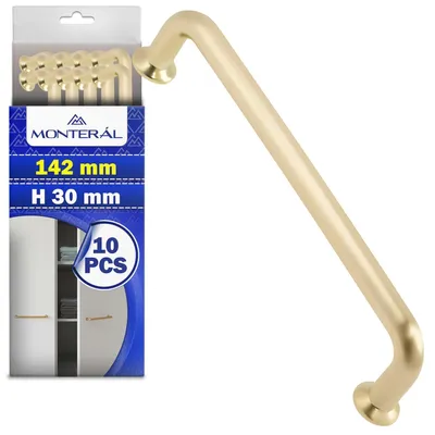 Küchengriffe, 10 Stück, Lochabstand 128 mm, matt gold