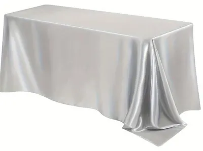 Image de Nappe en satin argenté, idéale pour les fêtes d'anniversaire, les mariages dans les hôtels et les restaurants