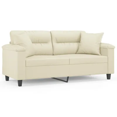 Produktbild von vidaXL 2-Sitzer-Sofa mit Zierkissen Creme 140 cm Kunstleder
