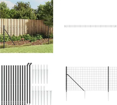 Produktbild von vidaXL Maschendrahtzaun mit Bodenhülsen Anthrazit 0,8x25 m - Maschendrahtzaun - Maschendrahtzäune - Gartenzaun - Drahtzaun