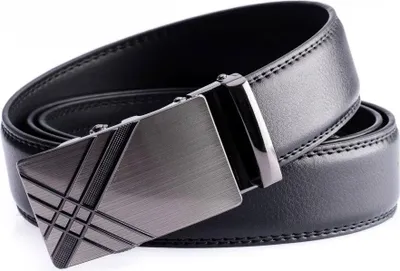 Produktbild von Herren Ledergürtel Modell 03, schwarz, 3,5 x 125 cm, kürzbar, elegante graue Schnalle