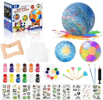 Produktbild von Fußball Farbset, 6 Stück, DIY Farbset für Kinder, Bastelbedarf, Geburtstagsgeschenk
