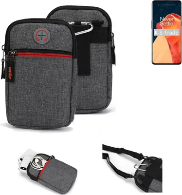 Produktbild von K-S-Trade Holster Gürteltasche kompatibel mit OnePlus 9 Handy Tasche Schutz Hülle grau Zusatzfächer 1x