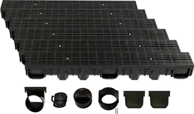 Immagine prodotto di Canale di drenaggio altezza 115 mm plastica 6 m, griglia longitudinale, nero