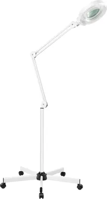 Produktbild von LED Lupenlampe - Standlupe mit Licht - Vergrößerung 8x - 6000K Tageslicht - Dreifach-Ring mit 120 LEDs - Schwenkbarer 180° Kopf - Weiß