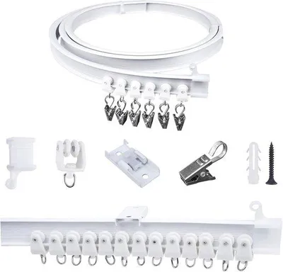 Obrázok produktu pre Biely ohybný držiak na záclonovú tyč, 2 m
