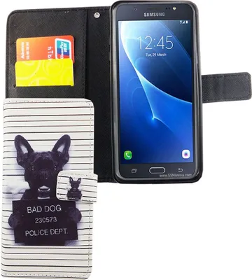 Produktbild von Handyhülle Tasche für Handy Samsung Galaxy J7 2016 Böser Hund Weiß