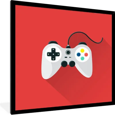 Produktbild von MuchoWow® Gerahmtes Poster Controller - Spiele - Rot 40x40 cm - Poster mit Schwarzem Bilderrahmen Wandposter Rahmen Foto Bilder - Mit Rahmen - Wanddekoration Schlafzimmer