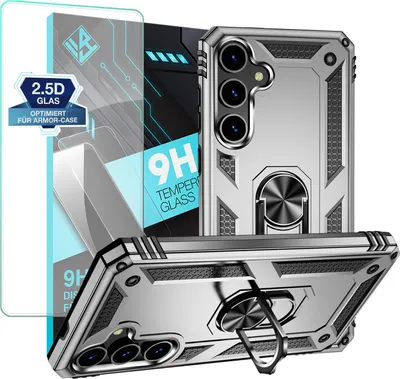 Produktbild von Armor Outdoor Handyhülle für Samsung Galaxy S24+ Handy Panzer Case Schutzhülle mit 9H Displayglas Displayschutz Farbe: Silber