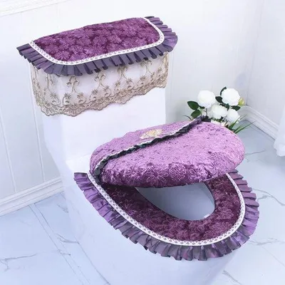 Produktbild von Famanu Toilettensitzbezüge - 3-teiliges Set - Elastisch - Lila