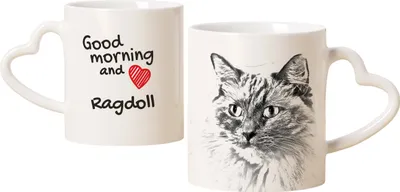 Immagine prodotto di Tazza Ragdoll con gatto, graziosa tazza con manico a forma di cuore, regalo universale del marchio Art-Dog