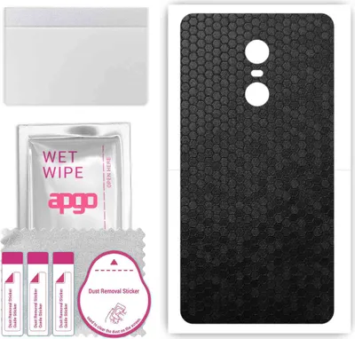 Produktbild von apgo Rückseite Schutzfolie, Skin, kompatibel mit Xiaomi Redmi Note 4X, Hinten Displayschutzfolie aus Vinylfolie, kratzfest, einfache Montage - Schwarze Honigwabe