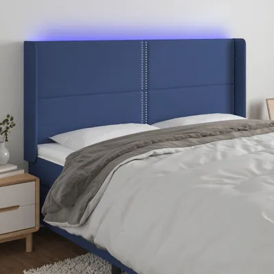 Produktbild von The Living Store LED Kopfteil Blau 203x16x118/128 cm Stoff