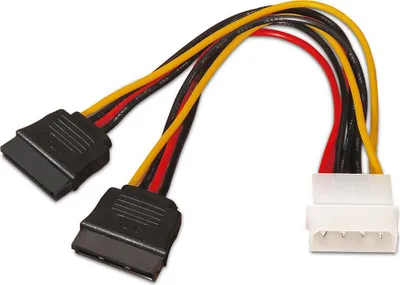 Image de Aisens - câble d'alimentation sata, molex 4pin/m-2xsata/h, 20cm