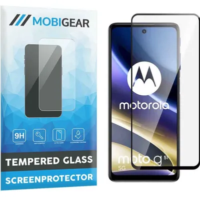 Produktbild von Mobigear Premium Displayschutzfolie für Motorola Moto G51 5G, gehärtetes Glas, Panzerglasfolie - Kompatibel mit Hüllen - Schwarz
