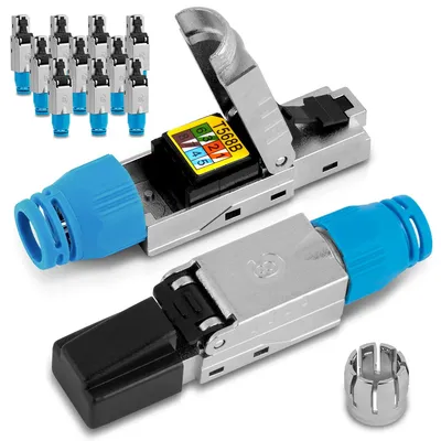 Produktbild von 12x Cat 8 Netzwerkstecker CAT8.1 RJ45 LAN Netzwerk Stecker geschirmt Werkzeuglos