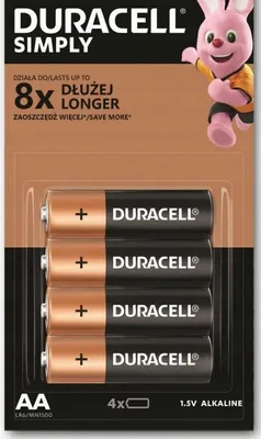 Zdjęcie produktu dla Bateria DURACELL LR6 AA SIMPLY 4 sztuki
