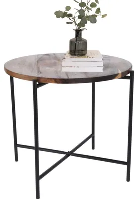 Image de Table d'appoint - Table basse - Métal et bois d'acacia - 45 x 38 cm