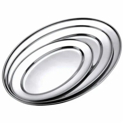 Produktbild von Servierplatte SET Serviertablett Oval 30, 35, 40cm Gastronomie Tablett Edelstahl